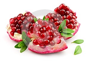 Sweet pomegranate with leafs