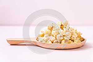 sweet popcorn on wood