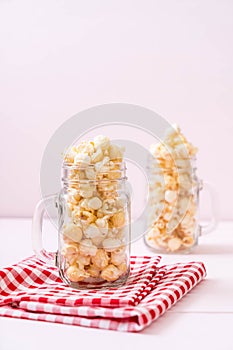 sweet popcorn on wood