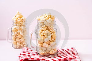 sweet popcorn on wood