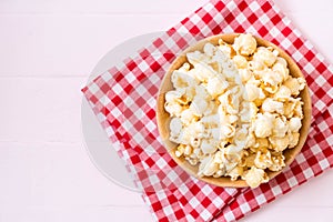 sweet popcorn on wood