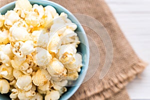 sweet popcorn on wood