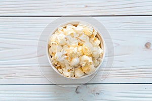 sweet popcorn on wood