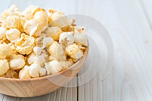 sweet popcorn on wood