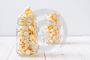 sweet popcorn on wood