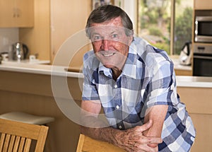 Sweet portrait of senior mature middle age man around 70 years o