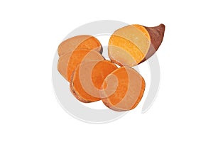 Sweet potato or boniato sliced tube isolated on white. Transparent png additional format photo