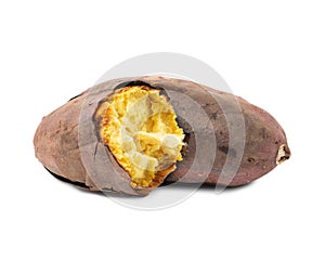 Sweet potato burned isolated on white background