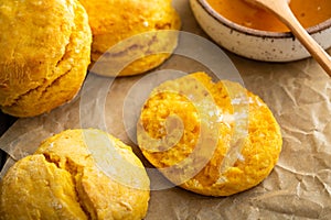 Sweet potato buttermilk biscuits homemade for breakfast photo