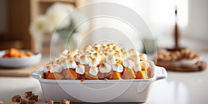 Sweet Potato Casserole with Marshmallows on Top