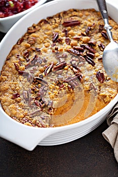 Sweet potato casserole with pecan topping