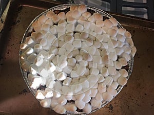 Sweet potato casserole topped with mini marshmallows