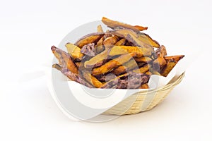 Sweet potato fries (camote) in a basket. photo