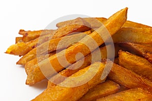 Sweet potato fries on a white background