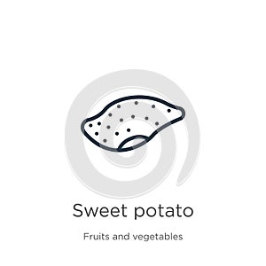Sweet potato icon. Thin linear sweet potato outline icon isolated on white background from fruits and vegetables collection. Line