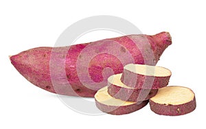 Sweet potato isolated with shadow on white background. Clipping path