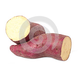 Sweet potato isolated with shadow on white background. Clipping path