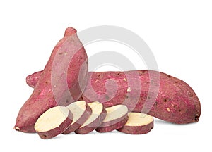 Sweet potato isolated with shadow on white background. Clipping path