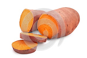 Sweet potato isolated on white background closeup