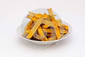 Sweet potato or kumara fries called camote product from South America. It's a dicotyledonous plant that belongs photo