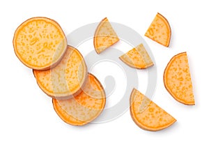 Sweet Potato Slices Set Isolated Over White