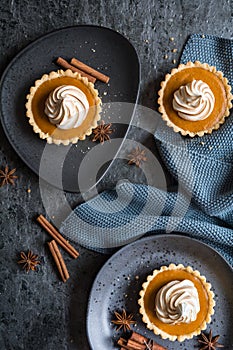 Sweet potato tartlets with torched Swiss meringue