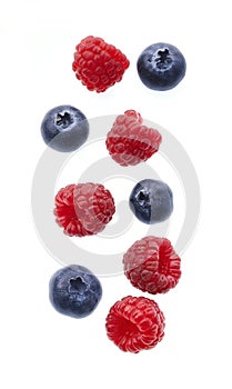 Sweet raspberries with blueberries