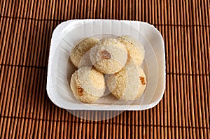 Sweet rava laddu with white background