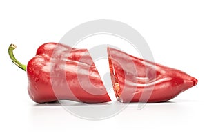 Sweet red bell pepper isolated on white