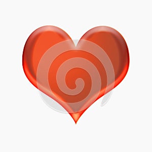 Sweet red heart on white background