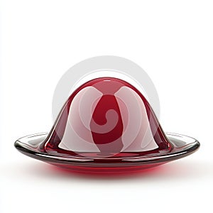 A sweet red jelly pudding dessert, 3D rendered and isolated on a white background.