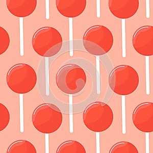 Sweet red and pink retro y2k lollipop candy seamless pattern for print.