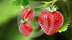 Sweet red strawberries garden