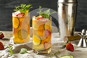 Sweet Refreshing Pimms Cup Cocktail with Fruit