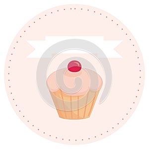 Sweet retro cupcake with place for your own text