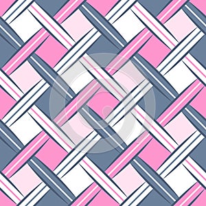 Sweet Dark Blue Pink Simple Woven Rhombus Webbing Oblique Seamless Pattern | Wrhombus Series photo