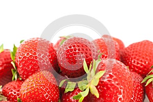 Sweet ripe strawberries with leaves isolated