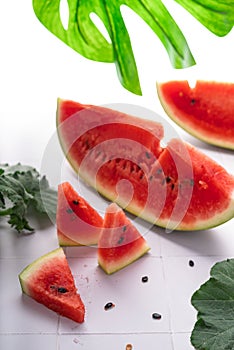 Sweet ripe summer watermelon on slices