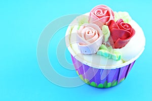 Sweet rose flower cup cake