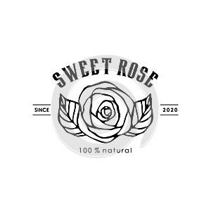 Sweet rose vintage logo design template