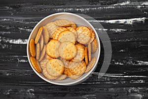 sweet and salty Cookies on white bowl