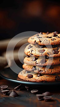 Sweet satisfaction Delicious chocolate chip cookies presented with text space