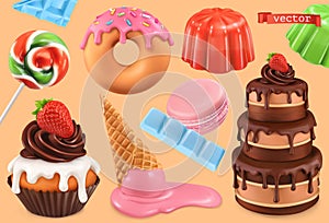 Sweet set. 3d vector realistic objects