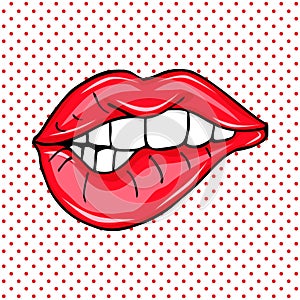 Sweet pop art Pair of Glossy Vector Lips.