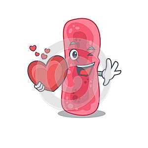 A sweet shigella sonnei cartoon character style with a heart