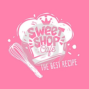 Sweet shop cafe logo label emblem design.