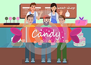 Sweet Shop Creative Advertising Flat Vector Banner