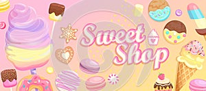 Sweet shop welcome banner.