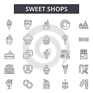 Sweet shops line icons, signs, vector set, linear concept, outline illustration