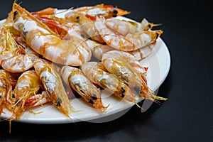 Sweet shrimp in white dish